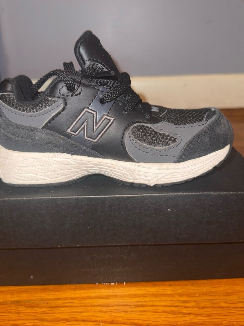 New Balance Kids Black & Gray Athletic Sneaker